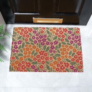 Floral Pattern Doormat - Welcome Doormat - Anniversary Gift - Housewarming Gift - New Home Gift - Home Decor - 60 x 40cm