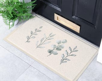 Neutral Leaves Doormat: Recycled PVC, Anti-Slip Indoor Outdoor Welcome Mat