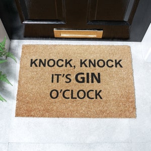 Tapete It's Gin O'Clock - Tapete de porta com gin para presentes com álcool - 60 x 40 cm - Presente com tema de álcool - Presente de inauguração de casa - Presente para casa nova - Presente para amantes de álcool