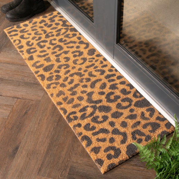 Leopard Teal Print Door Mat