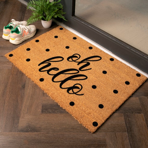 Oh Hello Country Size Doormat - Cute Welcome Mat - Natural Coir Doormat -  Extra large Welcome mat - New Home Decor - Realtor Gift -90cmX60cm