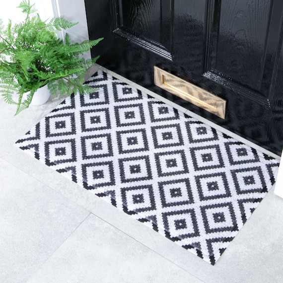 Diamond Pattern Doormat Black & White Welcome Doormat 