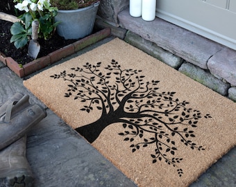 Tree Of Life Country XXL Doormat - 90x60cm Door Mat - Non Slip Coir Doormat - Tropical Tree Mat - Welcome Front Door mat - Housewarming Gift