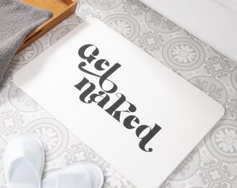 Get Naked Bathmat - White Stone Non Slip Bath Mat - Cute Bathroom Decor - Housewarming Gift - Funny Wedding Gift - 39 x 60cm
