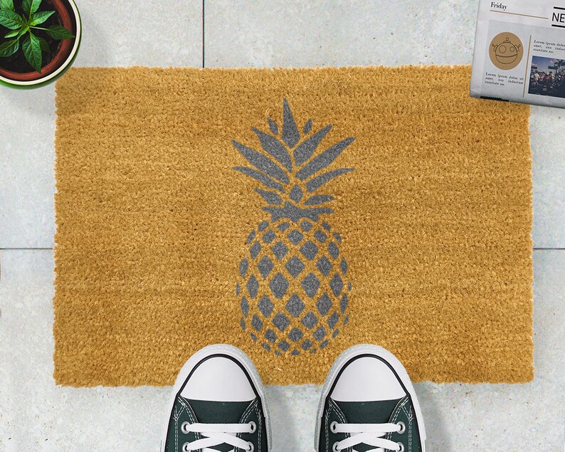 Pineapple Grey Doormat 60x40cm Coir Doormat Grey Doormat Welcome Mat Housewarming Gift New Home Closing Gift Pineapple image 4