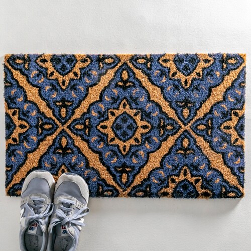 Geometric Coloured Doormat Blue Triangle Pattern Doormat Etsy UK