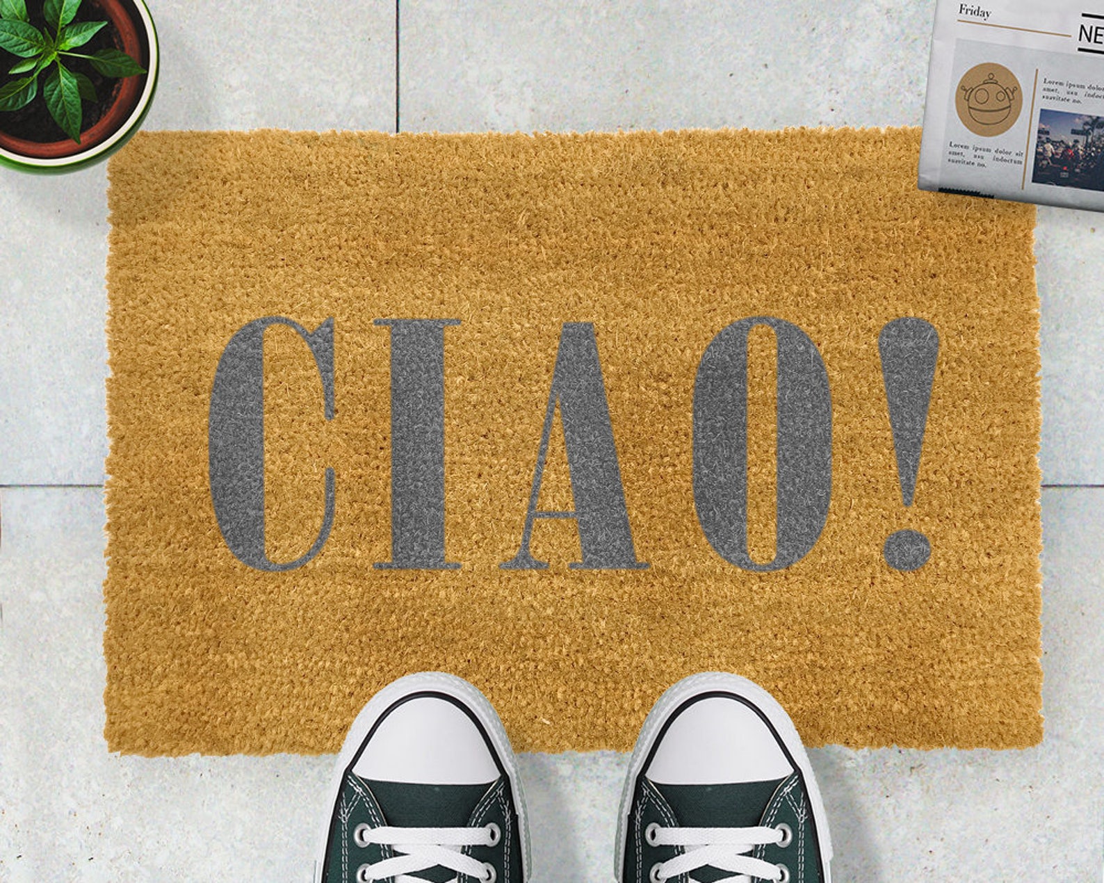 Ciao Grey Doormat Fun Italian Greeting Coir Doormat Etsy UK
