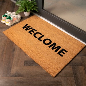 Welcome Country Size Doormat - Black Doormat - Housewarming Gift for Couples - Indoor/Outdoor Natural Door Mat -