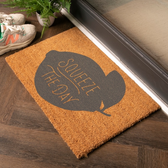 Grey Squeeze the Day Doormat Indoor/outdoor Mat Cococnut Coir Doormat  Entrance Mat Wedding Git Housewarming Gift 60cm X 40cm 