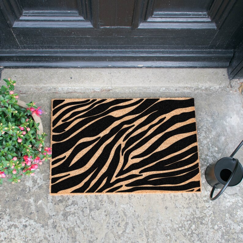 Novelty Zebra Print Chic Doormat Handmade In Uk