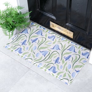 Bluebells Pattern Doormat - Floral Doormat - Indoor/Outdoor Doormat - 100% Recycled PVC - Incredibly Durable Floral Mat