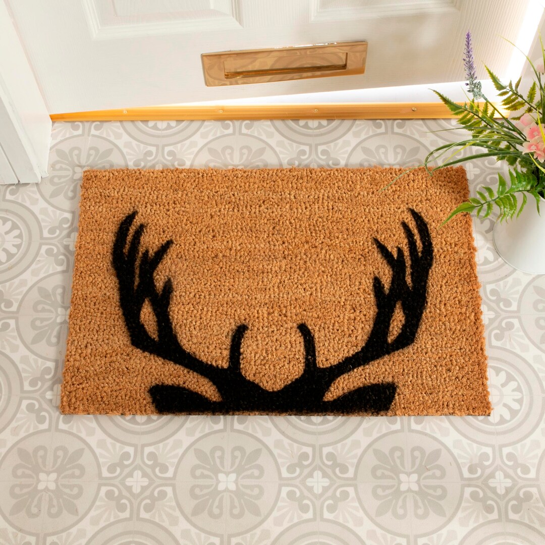 Stag Antlers Doormat Deer Door Mat Non Slip Etsy