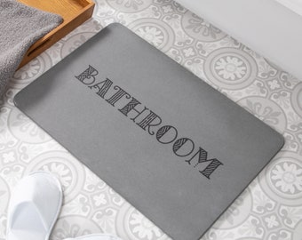 Bathroom Grey Bath Mat - Funny Bathroom Decor - Bathroom Floor Decor - Funny Bath Mat - Stone Non Slip Bath Mat - 39 x 60cm