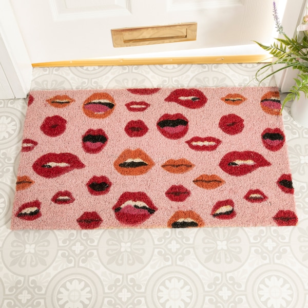 Retro Lips Pink Doormat