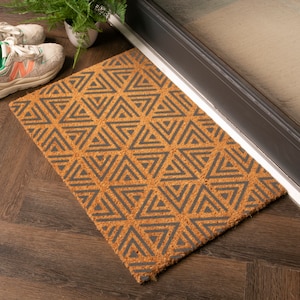 Grey Geometric Triangle Doormat - Geometric Pattern Doormat - Housewarming Doormat - Welcome Doormat - Indoor Outdoor Doormat - 60cm x 40cm