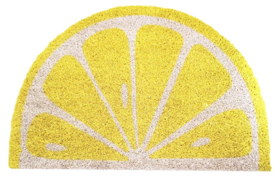 Colourful Quirky Lemon Coir Doormat Funky Doormats By Artsy Doormats 60x40cm Coir Doormat