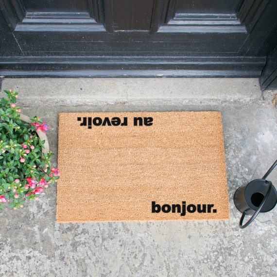 Bonjour Au Revoir Quirky Doormat 60x40cm French Style Etsy