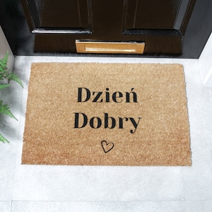 Capacho Dzień Dobry Coir: tapete de boas-vindas polonês, 60 cm x 40 cm