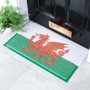 Welsh Dragon Flag Doormat - Welsh Welcome Door Mat - Welsh Dragon Gift - Wales Flag - Fathers Day Gift - Housewarming Gift