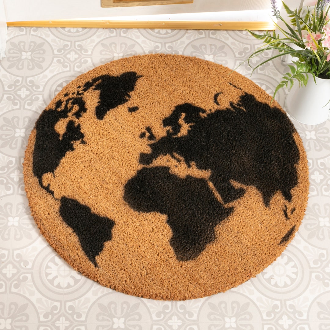 Map Doormat Globe Map of the World Door Mat Quirky 60x40cm Coir