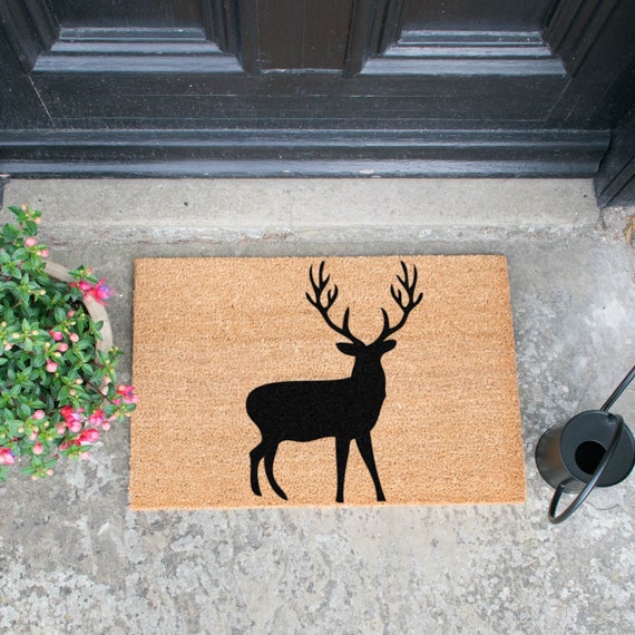 Stag Doormat 60x40cm Fun Stag Silhouette Coir Doormat Etsy