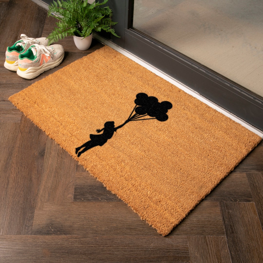Balloon Girl Doormat Country Size Coir Doormat Cute Girl Etsy