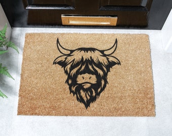 Highland Cow Doormat - Moo-ve Along - Funny Cow Doormat - Country Living - Cow Door Doormat - Farmhouse Decor - Western Style Decor