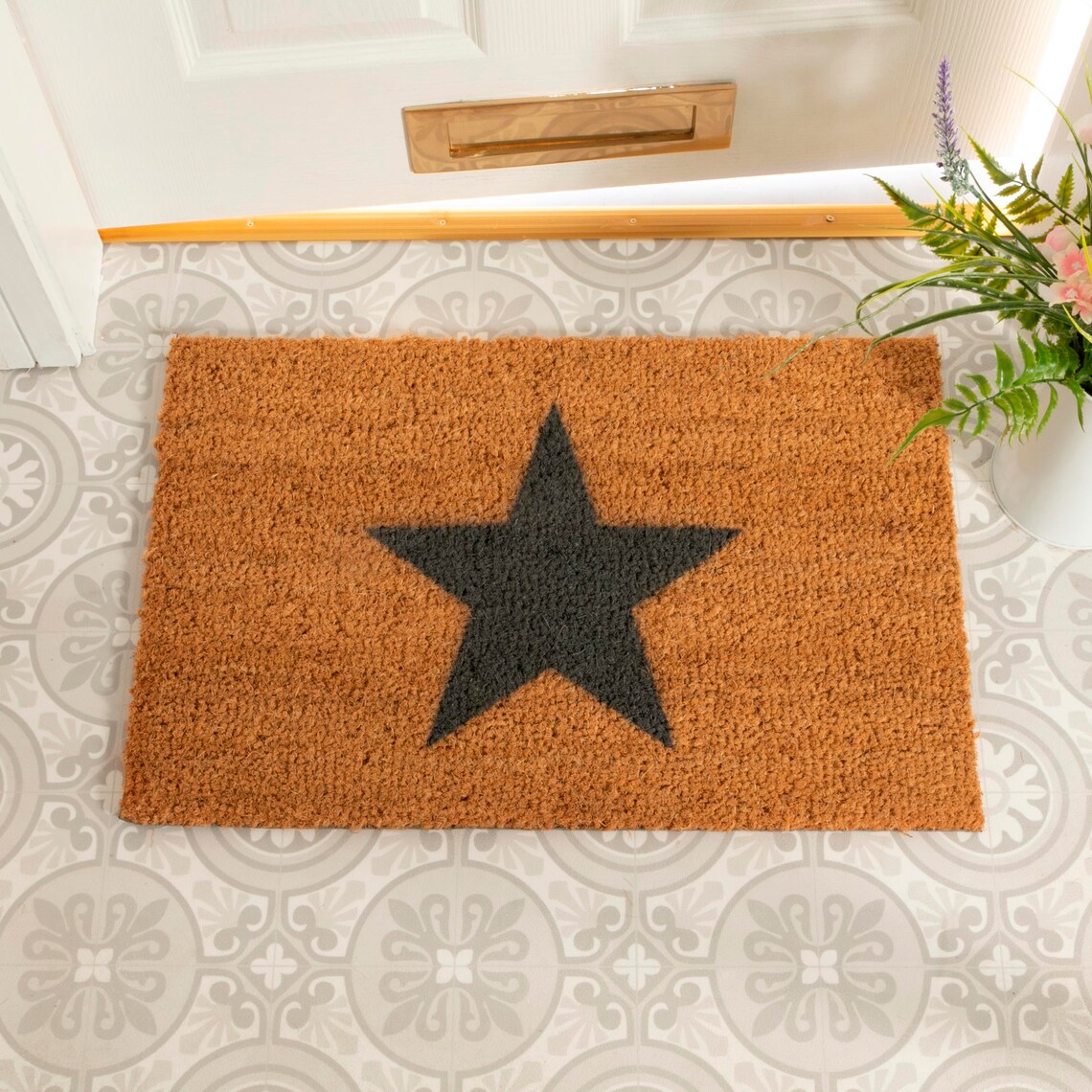 Grey Star Coir Door Mat Etsy UK