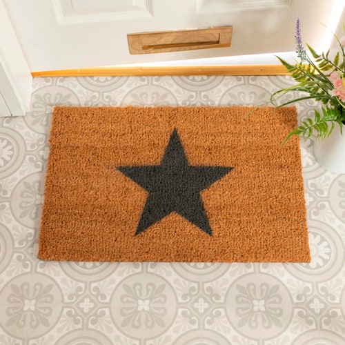 Grey Star Coir Door Mat Etsy UK