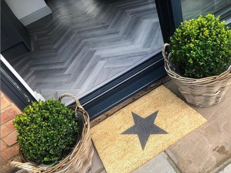 Grey Star Doormat Handsprayed By Us 60x40cm Grey Coir By Artsy Doormats