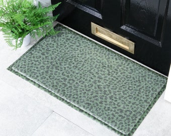 Grön leoparddörrmatta - Leopardmönster - Geparddörrmatta - Utomhusmatta - PVC-matta - Dörrmatta - Dekorativ matta - Inflyttningspresent