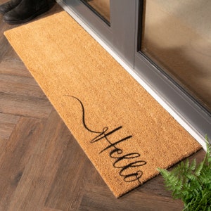 Hello Scribble Doormat - Double Door mat - Hello Welcome Long Doormat - Custom Coir Doormat - Eco friendly doormat - New House Gift-120x40cm