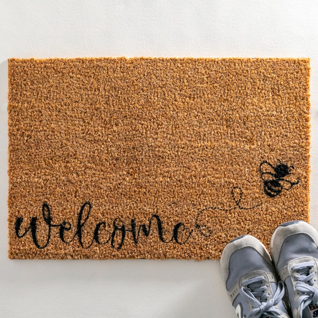 Bee Doormat Non Slip Coir Door Mat Cute Honeybee Housewarming