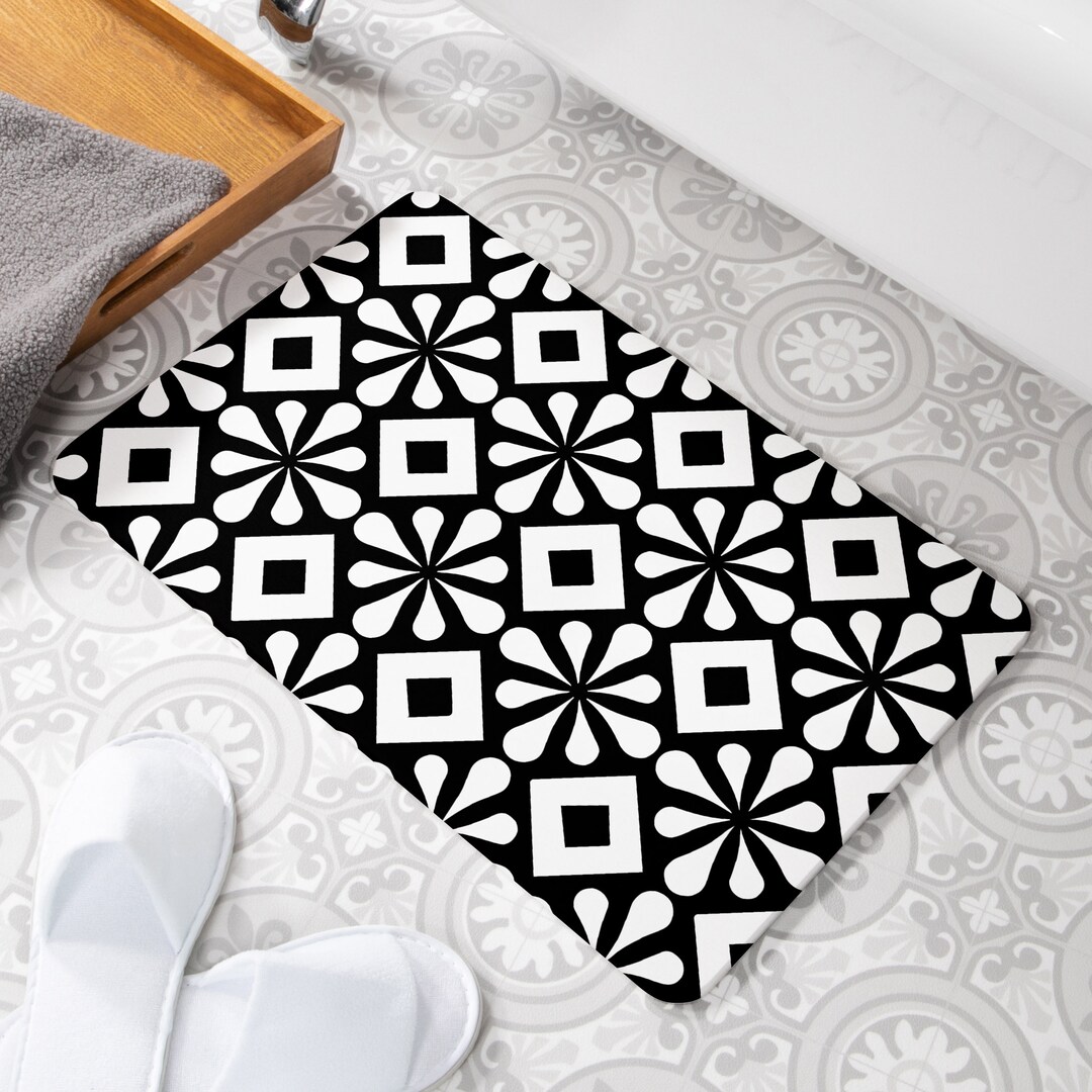 Square Pattern Stone Non Slip Bath Mat Quick Dry Bath Mats - Etsy
