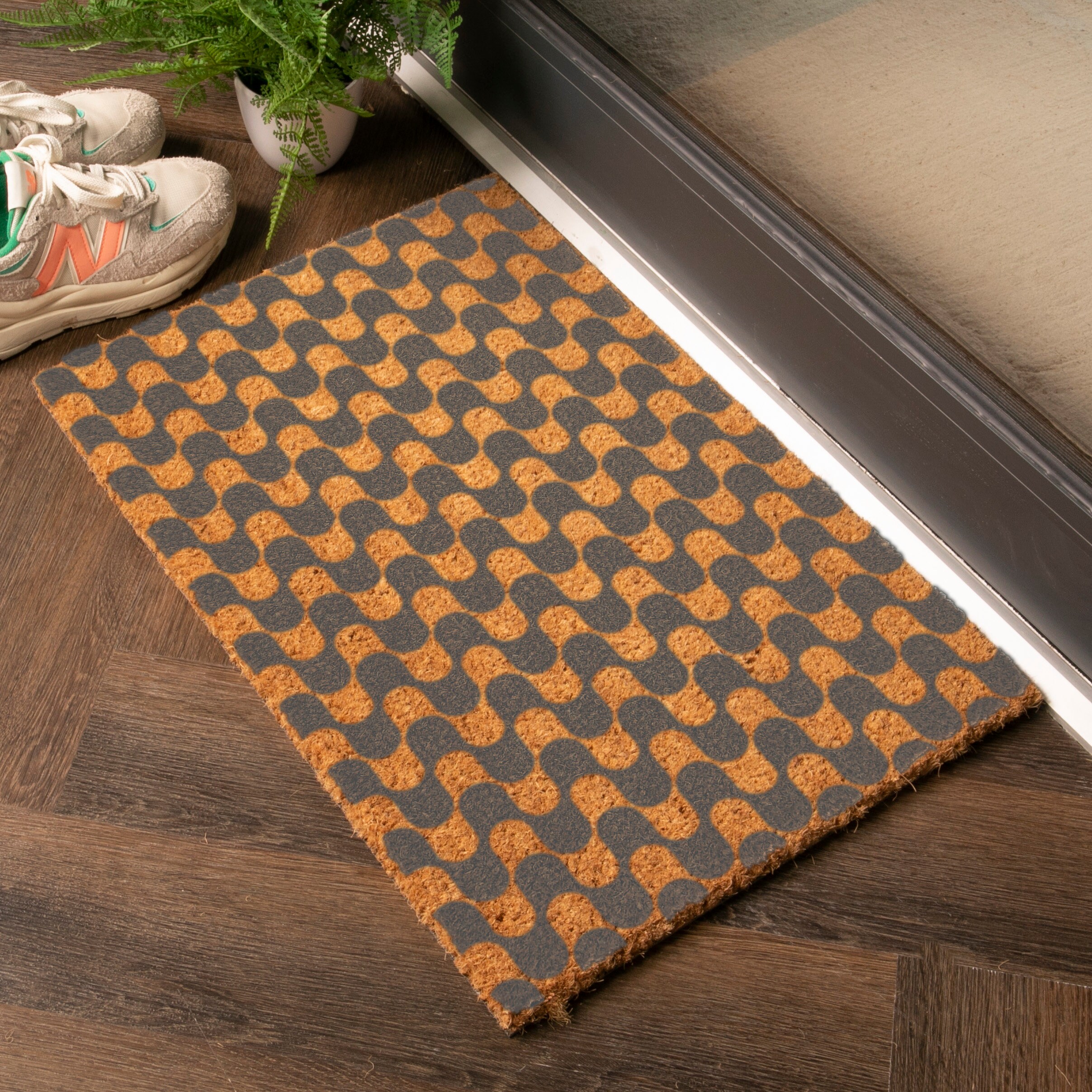 Grey Wavey Lines Doormat - Housewarming Gift - Porch Decor - Wedding Gift - New Home Gift - Coir Door Mat - Front Door Mat - 60cmX40cm