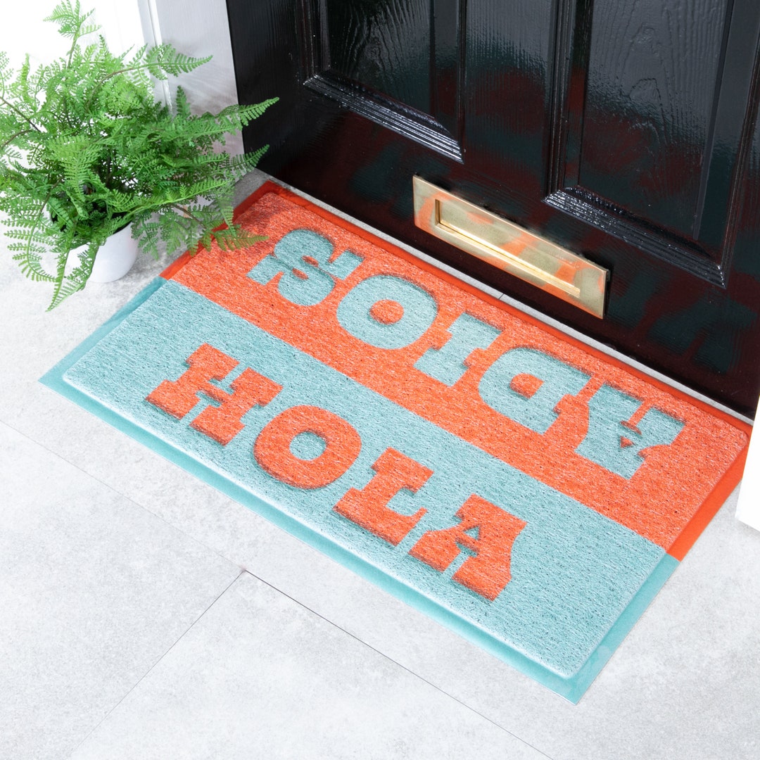 Hola Adios Doormat Decorative Front Door Mat Mexico Spain Etsy