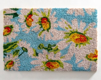 Flower Coir Doormat - Floral Doormat - New Home - Flowers Doormat - Pretty Doormat - Colourful Doormat - Gift For Mum - Housewarming