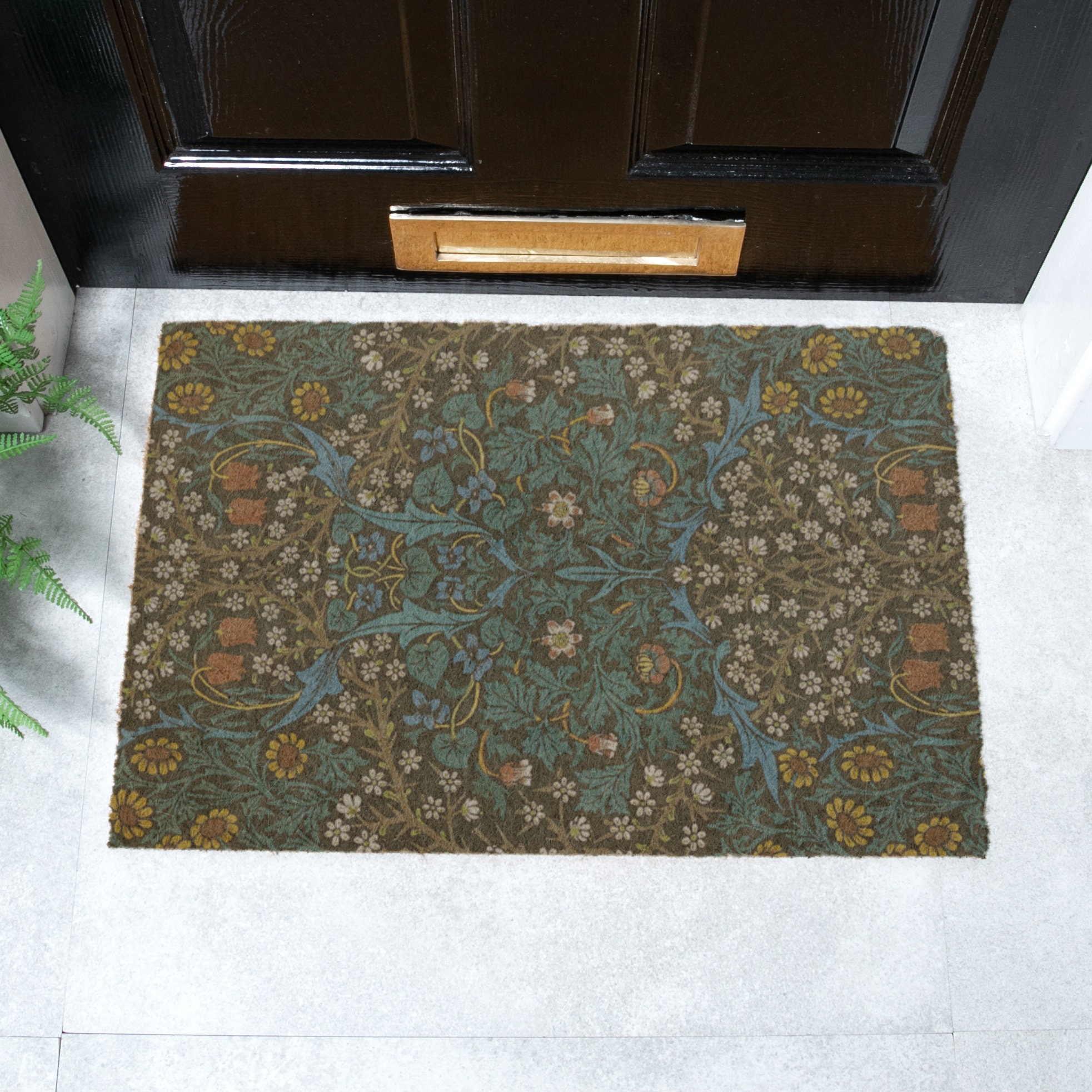 William Morris Tulips Coir Doormat - Welcome Doormat - Anniversary Gift - Housewarming Gift - New Home Gift - Home Decor - 60cm X 40cm
