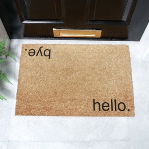Hello, Bye Welcome Doormat - Upside Down Doormat - Welcome Mats - Fun Doormats - Customized Door Mats - Indoor/Outdoor Doormat - 60x40cm