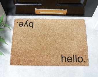 Hello, Bye Welcome Doormat - Upside Down Doormat - Welcome Mats - Fun Doormats - Indoor/Outdoor Doormat - 60x40cm