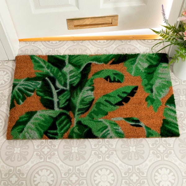 Leaf Pattern Doormat - Tropical Leaf Doormat - Welcome Mat - Housewarming Gift - Plant Lover Gift - New Home - Closing Gift