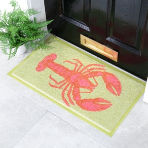 Lobster PVC Doormat - Colorful Lobsters Mat - Crawfish Doormat - Indoor/outdoor mat - Lobster Decor - Coastal Doormat - 100% Recycled PVC