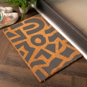 Grey Random Shapes Doormat - Random Cool Doormat - Welcome Mat - Housewarming Gift - New Home - Closing Gift - Front door Mat - 60cm X 40cm