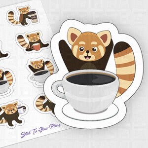 Autocollants Coffee Planner, Autocollants Red Panda Planner, Autocollants Coffee Time, Autocollants de personnage, Autocollants Kawaii Planner, Autocollants Self Care
