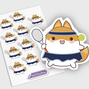 Tennis-Sticker, Tennis Mama Aufkleber, Kawaii Sport Aufkleber, süße Fuchs Aufkleber, Fitness-Aufkleber, lustige Übung Aufkleber