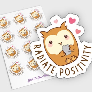 Autocollants positifs pour planificateur, Radiate Positivity, autocollants Cute Owl, autocollants de motivation, autocollants Kawaii, autocollants Positive Vibes