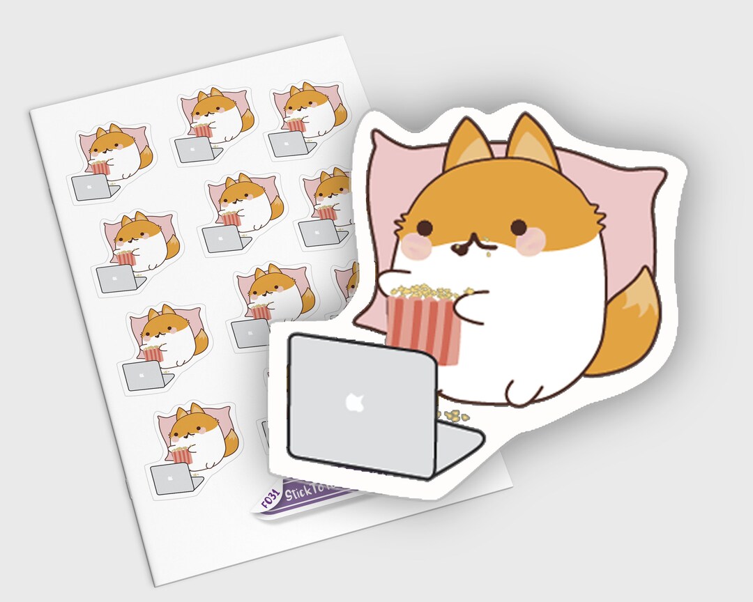 Movie Night Planner Stickers, Kawaii Fox Stickers, Cute Popcorn ...