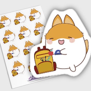 Adesivos de planejador escolar, adesivos de volta às aulas, adesivos de faculdade, adesivos de estudante, adesivos de raposa kawaii, adesivos de estudo fofos, mochila