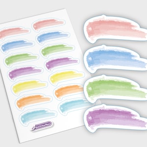Functional Watercolor Stickers, Watercolor Planner Stickers, Header Stickers, Aesthetic Stickers, Bullet Journal Stickers, Brush Stroke