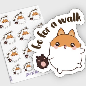 Autocollant de planificateur de promenade, autocollants de jour, autocollants de planificateur de Kawaii, autocollants quotidiens de planificateur, go For a Walk, autocollants de Hobonichi, Erin Condren